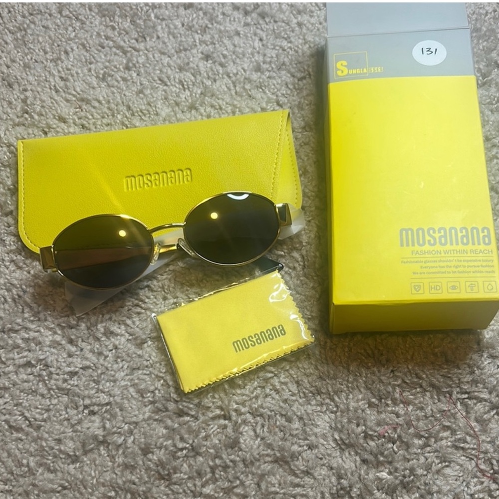 Yellow Oval Sunglasses with Case